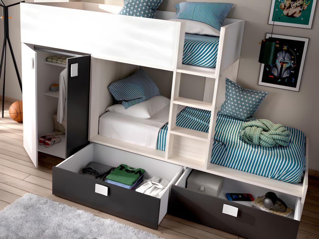 Wardrobe - Blanc/Gris anthracite