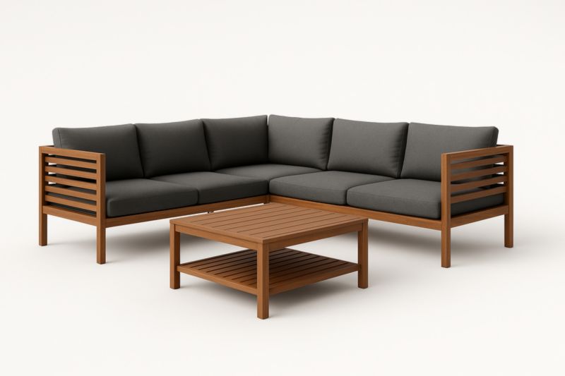 Corner Sectional Sofa - Bois Naturel/Gris